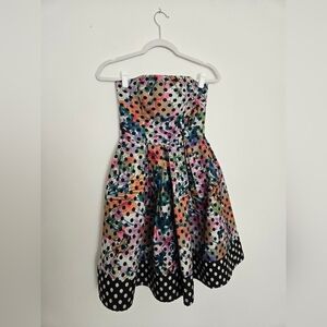 Corey Lynn Calter Floral Polka Dot Strapless Dress with Pockets | Size 2